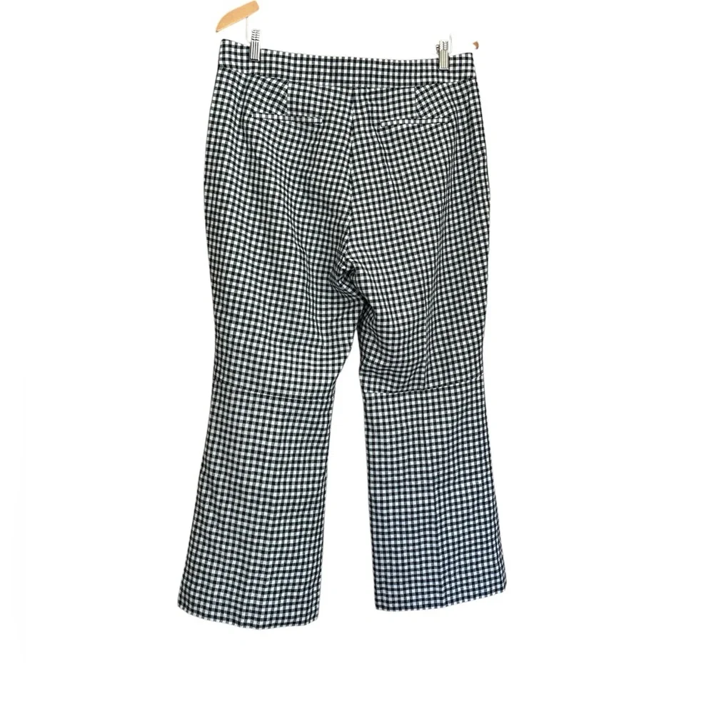 J.Crew Hayden kickout crop pant in gingham stretch linen Blue White Size 12